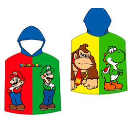 Poncho de serviette en microfibre Super Mario des 3ans