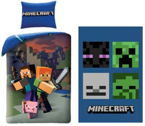 Minecraft couvre-lit et Couverture polaire ensemble 1 personne